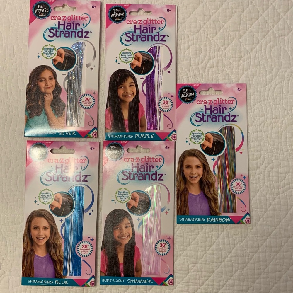 “Sparkling Fairy Hair” Glitter Hair Strandz - 12 Packs Total